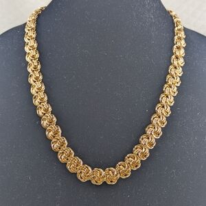 ERWIN PEARL Necklace Love Knot Byzantine  24" Goldtone Vintage!!